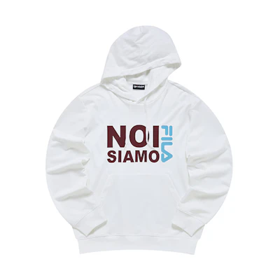 FILA Knit Hoodie with Letter Print Standard White T11M233206F-WT