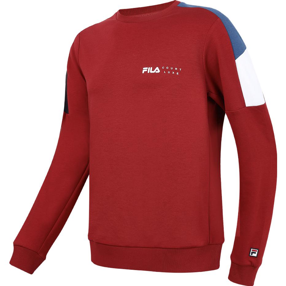 FILA Knit Pullover Casual Sweatshirt for Men Red Colorblock Design A11M333202F-RD