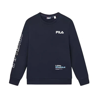 FILA Knit Pullover Crewneck Long Sleeve Sweatshirt - Legend Blue F51M349213ANV