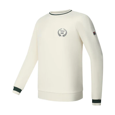 FILA Knit Pullover Crewneck Winter Sweatshirt Yun Gu White A11M413205F-IV