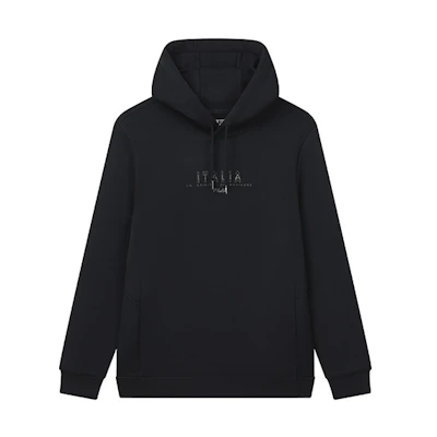 FILA Knit Pullover Hoodie with Letter Print in Legendary Blue F11M217201F-NV