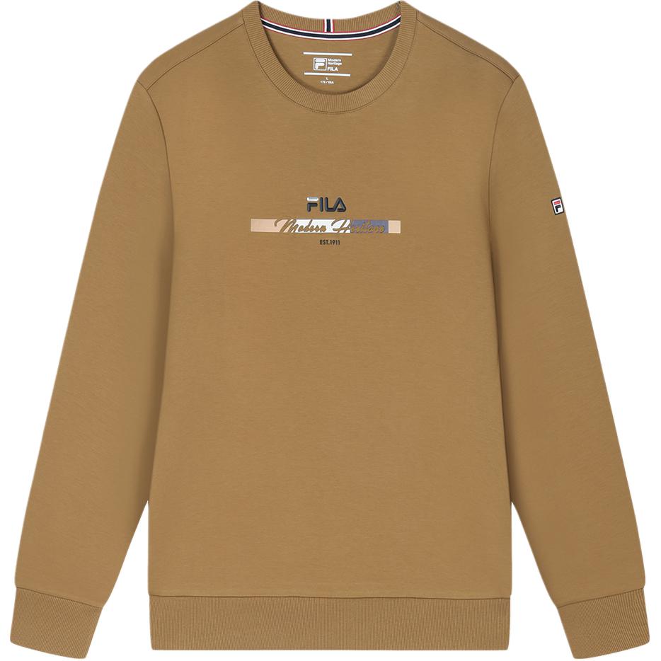 FILA Knit Pullover Sweatshirt - Casual Business Style in Orange Yellow F11M411213F-YE