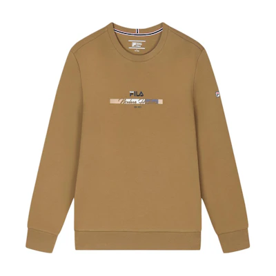 FILA Knit Pullover Sweatshirt - Casual Business Style in Orange Yellow F11M411213F-YE