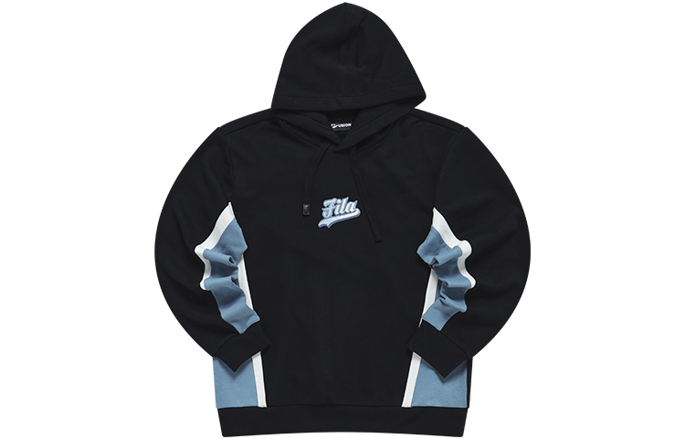 FILA Knit Pullover Sweatshirt Black with Colorblock Letter Print T11M312208F-BK