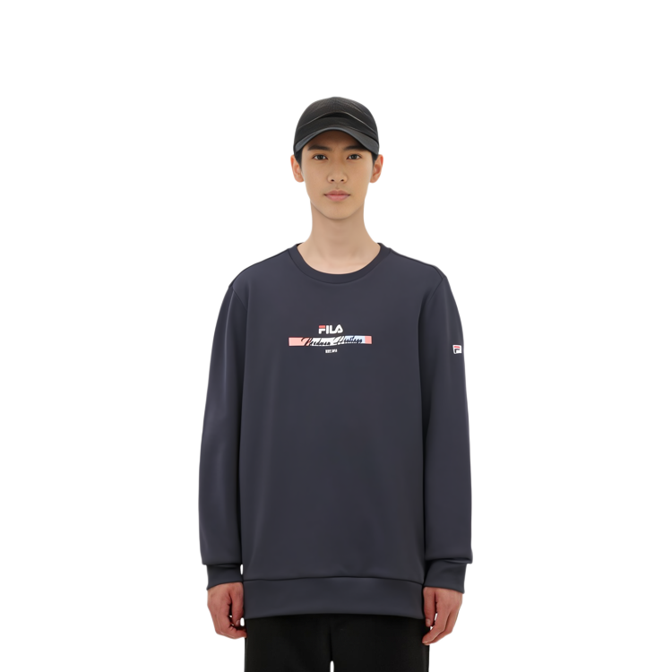 Shop FILA 針織套頭休閒通勤衛衣 - 經典藍 F11M411213F-NV