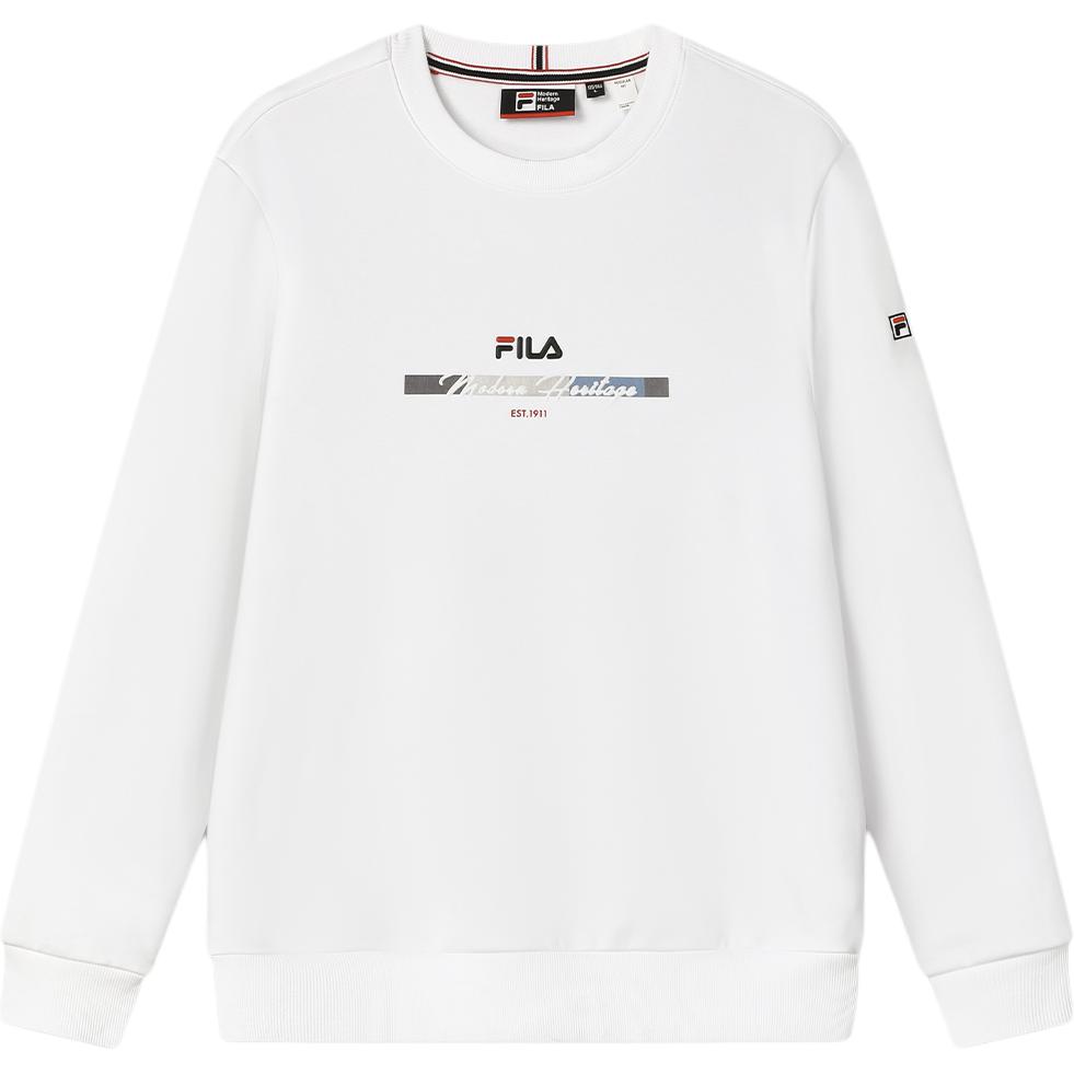 FILA Knit Pullover Sweatshirt Casual Commuter Top Standard White F11M411214F-WT