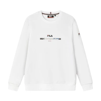 FILA Knit Pullover Sweatshirt Casual Commuter Top Standard White F11M411214F-WT