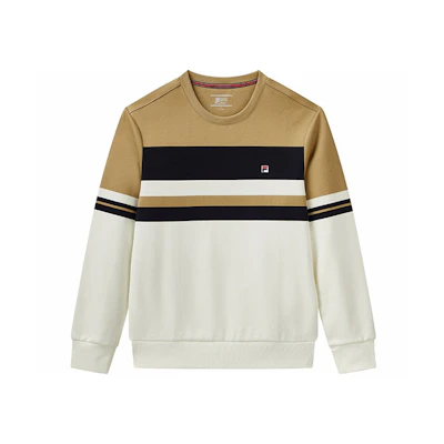 FILA Knit Pullover Sweatshirt in Colorblock Striped Brown F11M111206F-BG