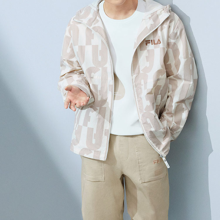 Sizing FILA 針織字母Logo印花上衣 - 雲蘑菇白 F11M319214F-WT