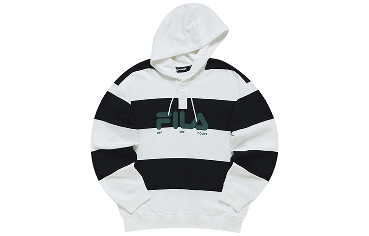 FILA Knitted Sweatshirt White with Printed Logo and Colorblock Stripes T11M243203FWT
