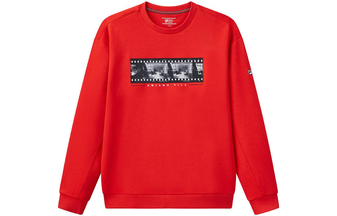 FILA Legendary Red Crewneck Sweatshirt with Film Print Design F11M111220F-RD