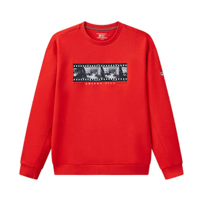 FILA Legendary Red Crewneck Sweatshirt with Film Print Design F11M111220F-RD