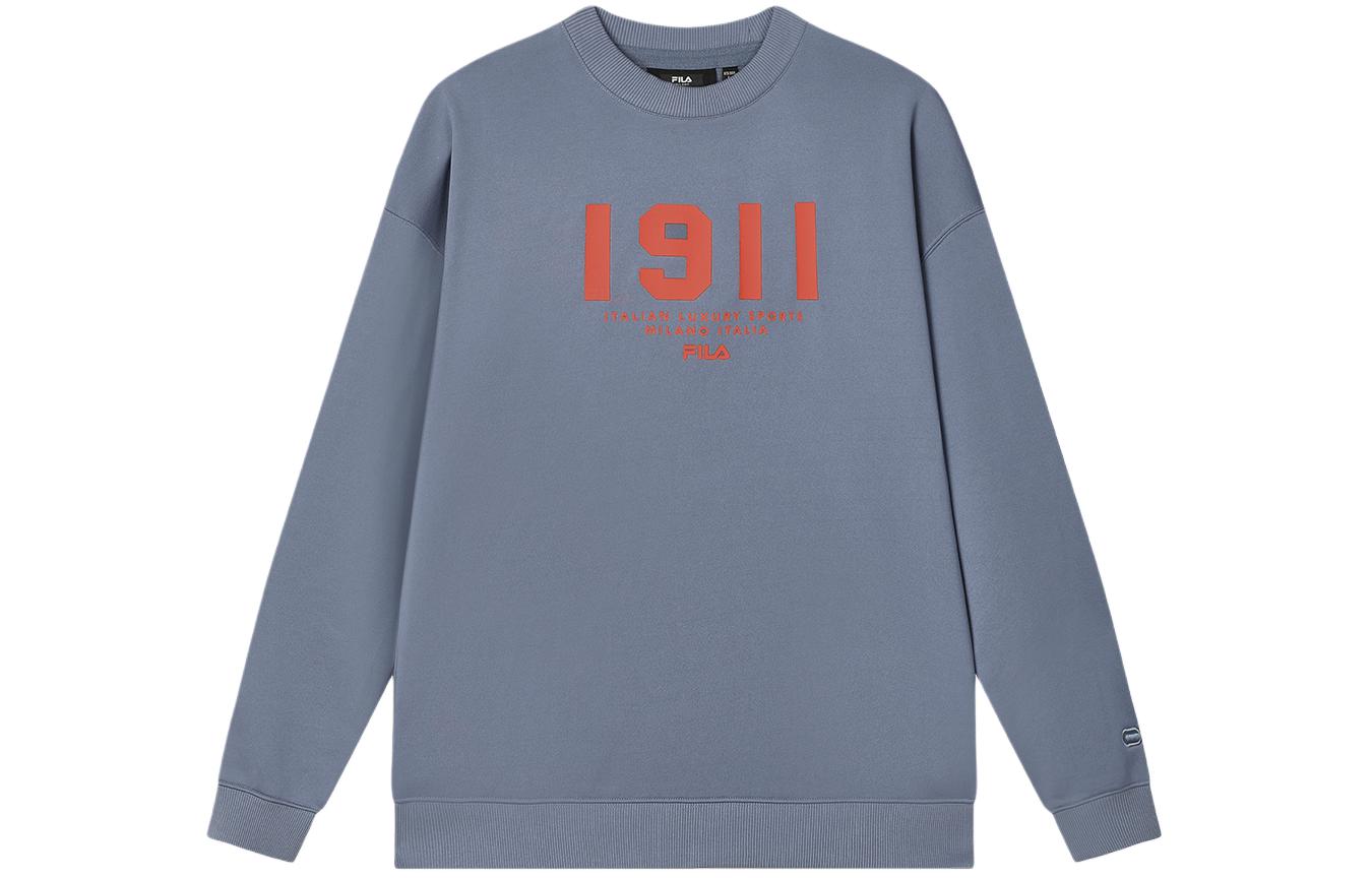 FILA Letter & Number Print Crewneck Sweatshirt Grey Blue F11M415202F-BU