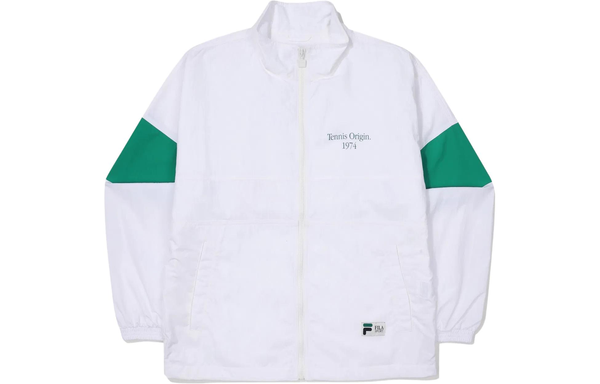 FILA Letter Graphic Loose-Fit Long Sleeve Jacket Unisex - Gray White FE2JKF5105X-OWH