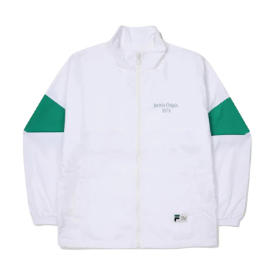 FILA Letter Graphic Loose-Fit Long Sleeve Jacket Unisex - Gray White FE2JKF5105X-OWH