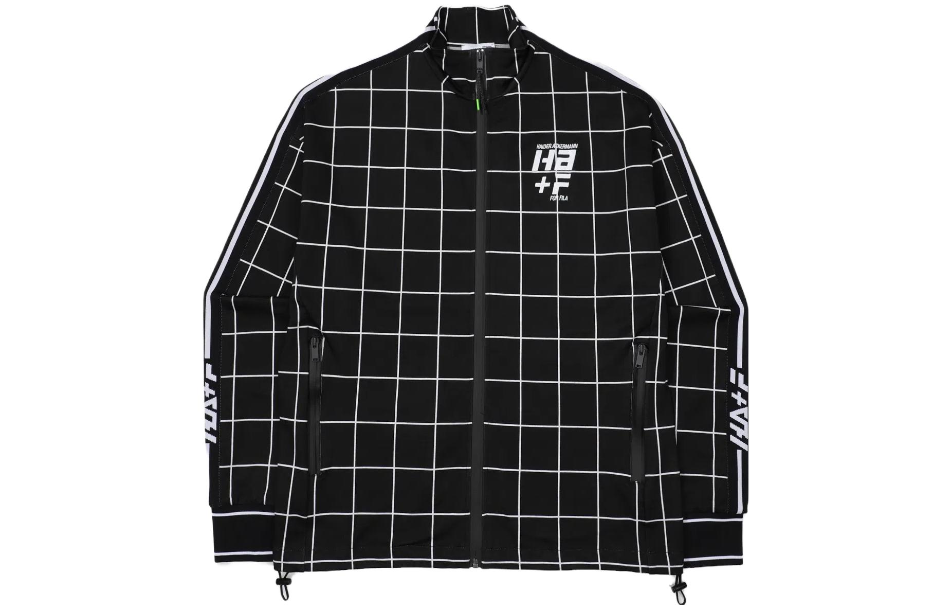 FILA Letter Grid Pattern Long-Sleeve Jacket Unisex Black FS2FTF3H01X-BLK