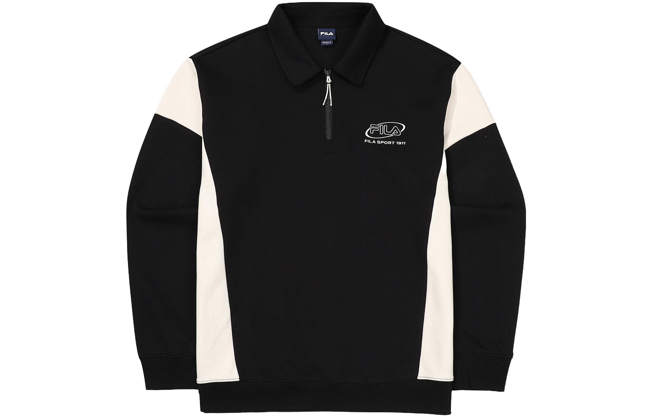 FILA Letter Logo Colorblock Pullover Sweatshirt Unisex - Black FS2POF3107X-BLK