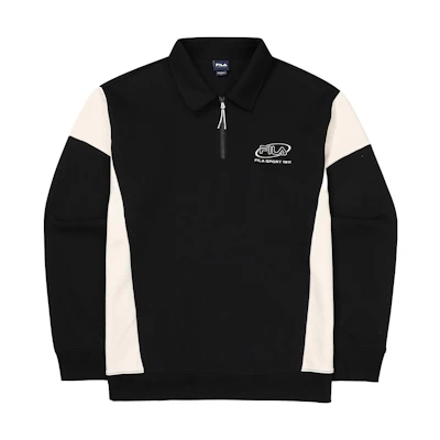 FILA Letter Logo Colorblock Pullover Sweatshirt Unisex - Black FS2POF3107X-BLK