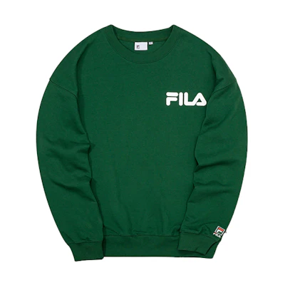 FILA Letter Logo Green Crewneck Sweatshirt Unisex T11U038205FGN