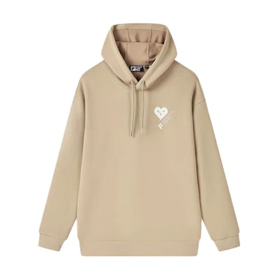 FILA Letter Logo Hoodie Unisex Loose Fit - Khaki Brown Antler Design F11U319203F-DK