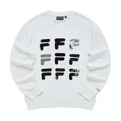 FILA Letter Logo Knit Pullover Sweatshirt Standard White T11M233204F-WT