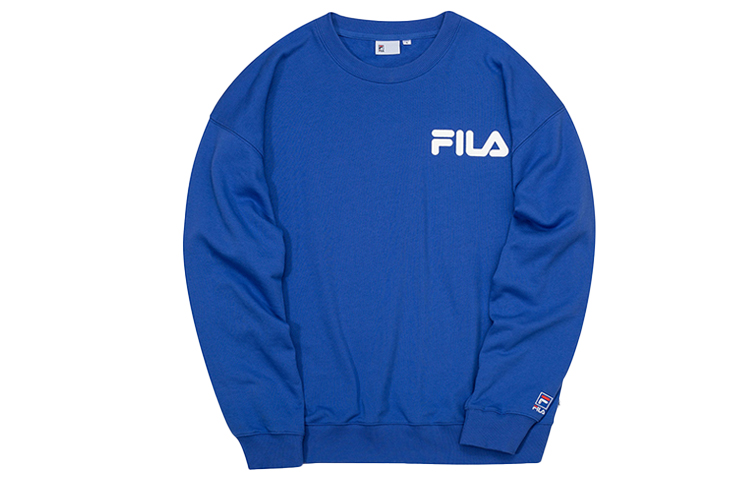 FILA Letter Logo Printed Pullover Sweatshirt Unisex Couple Style - Blue T11U038205FBU