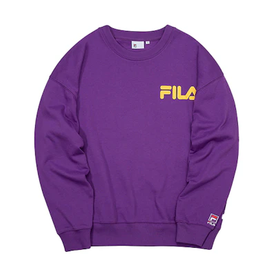 FILA Letter Logo Printed Pullover Sweatshirt Unisex Purple T11U038205FPU