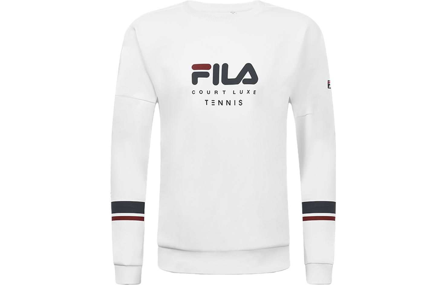 FILA Letter Logo Printed Tennis Knit Pullover Sweatshirt Jade White A11M333203F-WT