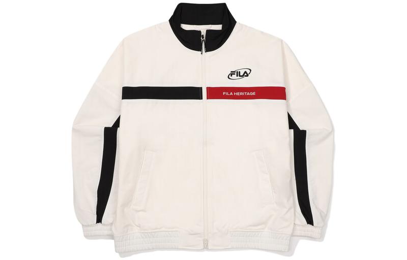 FILA Letter Print Beige Zip-Up Jacket Unisex Long Sleeve FS2JKF3101X-SAD
