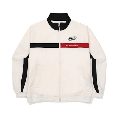 FILA Letter Print Beige Zip-Up Jacket Unisex Long Sleeve FS2JKF3101X-SAD