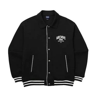 FILA Letter Print Button-Up Long Sleeve Jacket Unisex Black FS2FTG1102XBLK