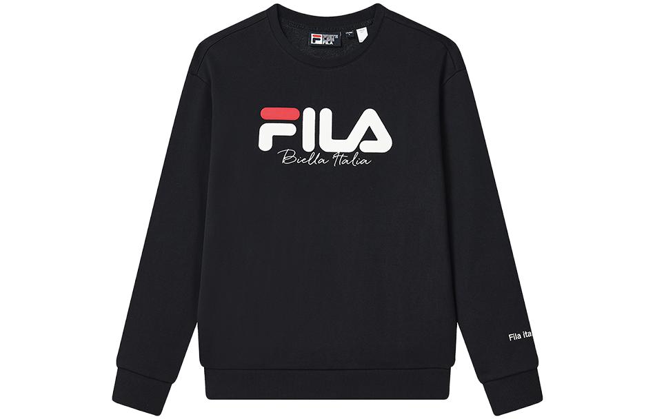 FILA Letter Print Crewneck Fleece Sweatshirt Vintage Style Unisex - Legend Blue F51U349298A-NV
