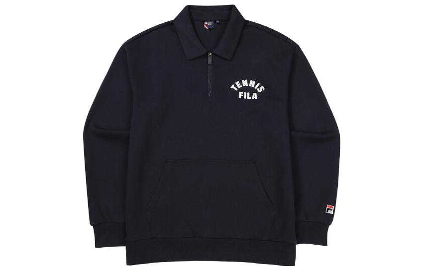 FILA Letter Print Half-Zip Loose Fit Sweatshirt Navy Blue Unisex FS2POF3313X-INA