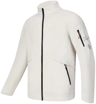 FILA Letter Print High Collar Sports Woven Jacket - Khaki Beige A11M417709F-BG Shop FILA Letter Print High Collar Sports Woven Jacket - Khaki Beige A11M417709F-BG