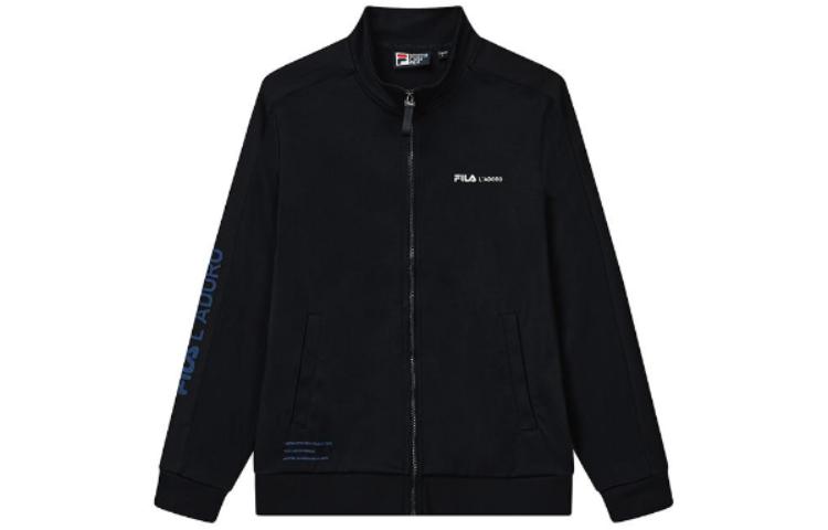 FILA Letter Print High Neck Knit Jacket in Legend Blue F11M230502FNV