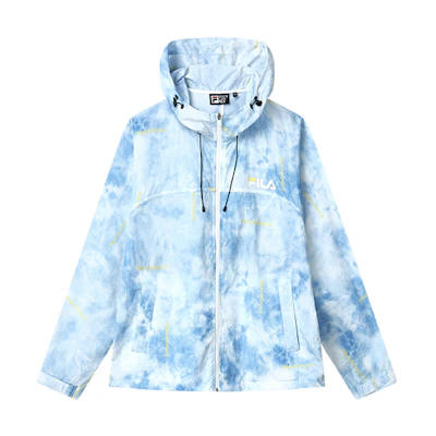 FILA Letter Print Hooded Woven Jacket - Late Mountain Blue F11M133795F-ZA