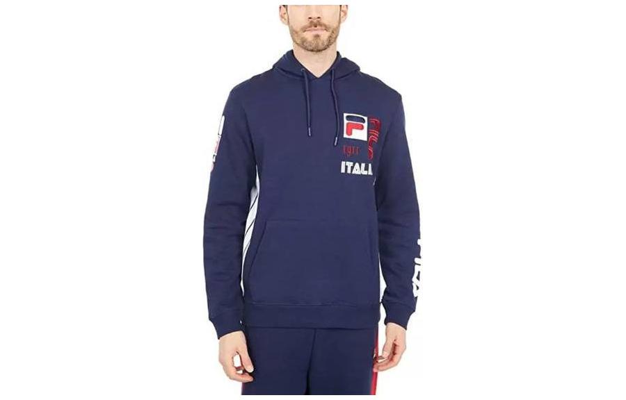 FILA Letter Print Hoodie Deep Blue Long Sleeve LM935395-410