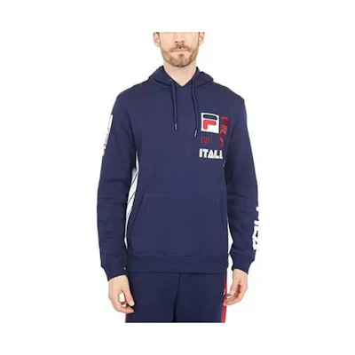 FILA Letter Print Hoodie Deep Blue Long Sleeve LM935395-410