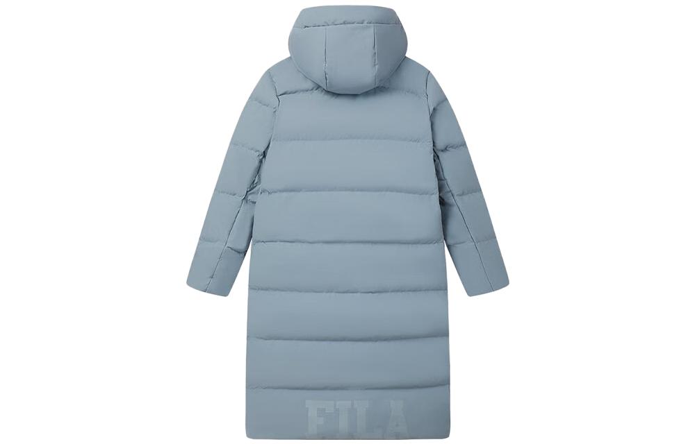 Lookbook FILA 字母印花长款防风羽绒服 男女同款 - 空灵灰色 F51U349902F-DY