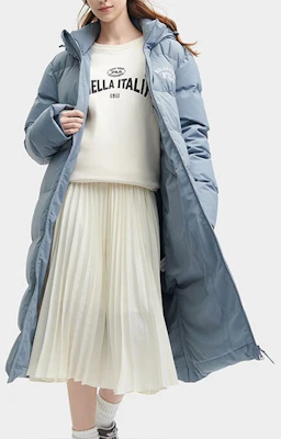 FILA 字母印花长款防风羽绒服 男女同款 - 空灵灰色 F51U349902F-DY Details for FILA 字母印花长款防风羽绒服 男女同款 - 空灵灰色 F51U349902F-DY