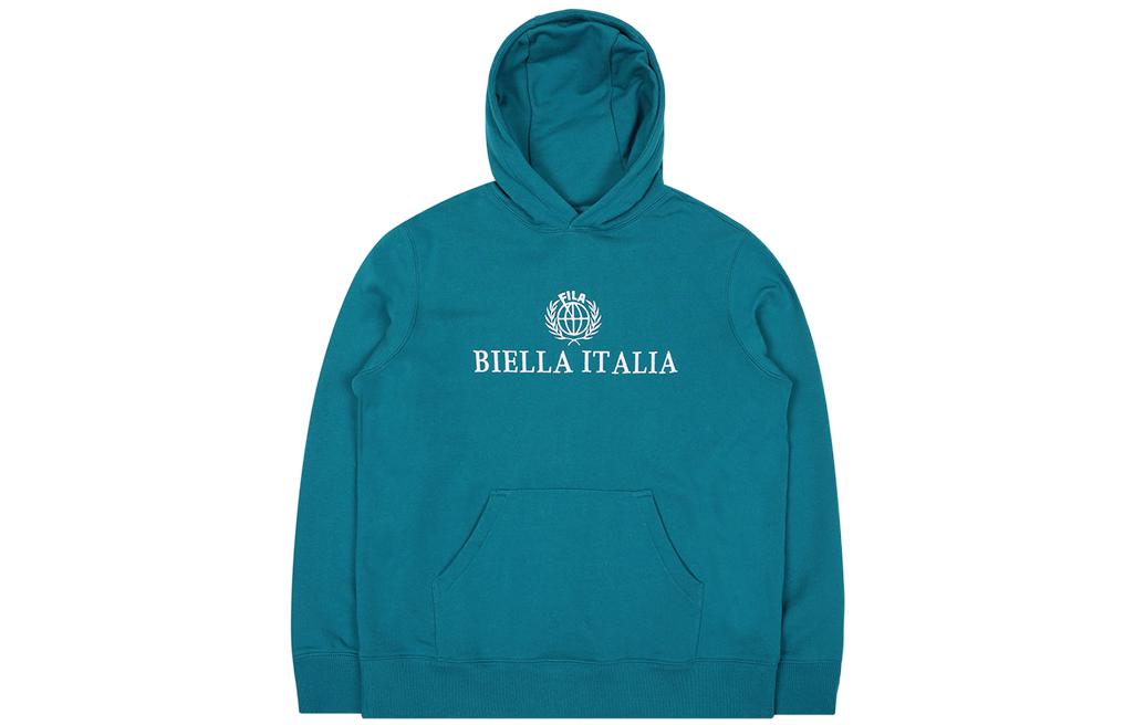 FILA Letter Print Loose Fit Hoodie Teal Blue Unisex Pullover FS2POC1108X-TEL