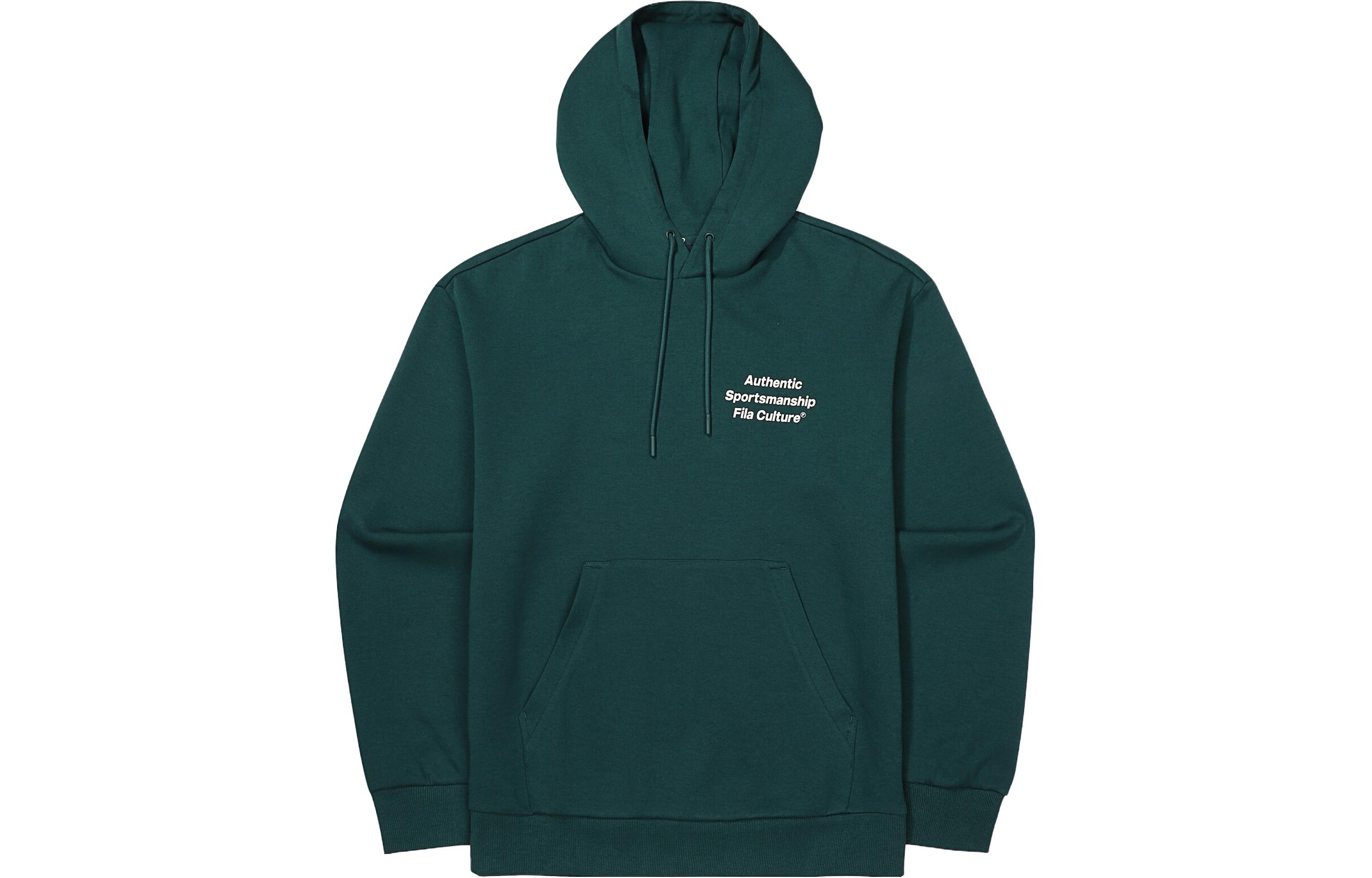 FILA Letter Print Oversized Hoodie Unisex Green Long Sleeve Sweatshirt FS2POF3109X-DGR