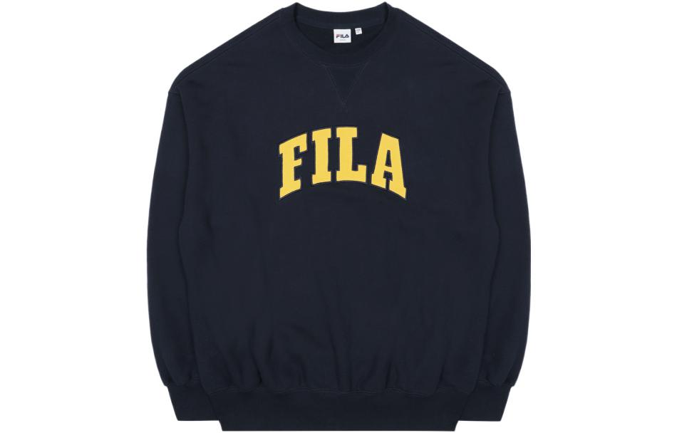 FILA Letter Print Pullover Sweatshirt Unisex Navy Blue Korean Style FS2POC3222X-INA