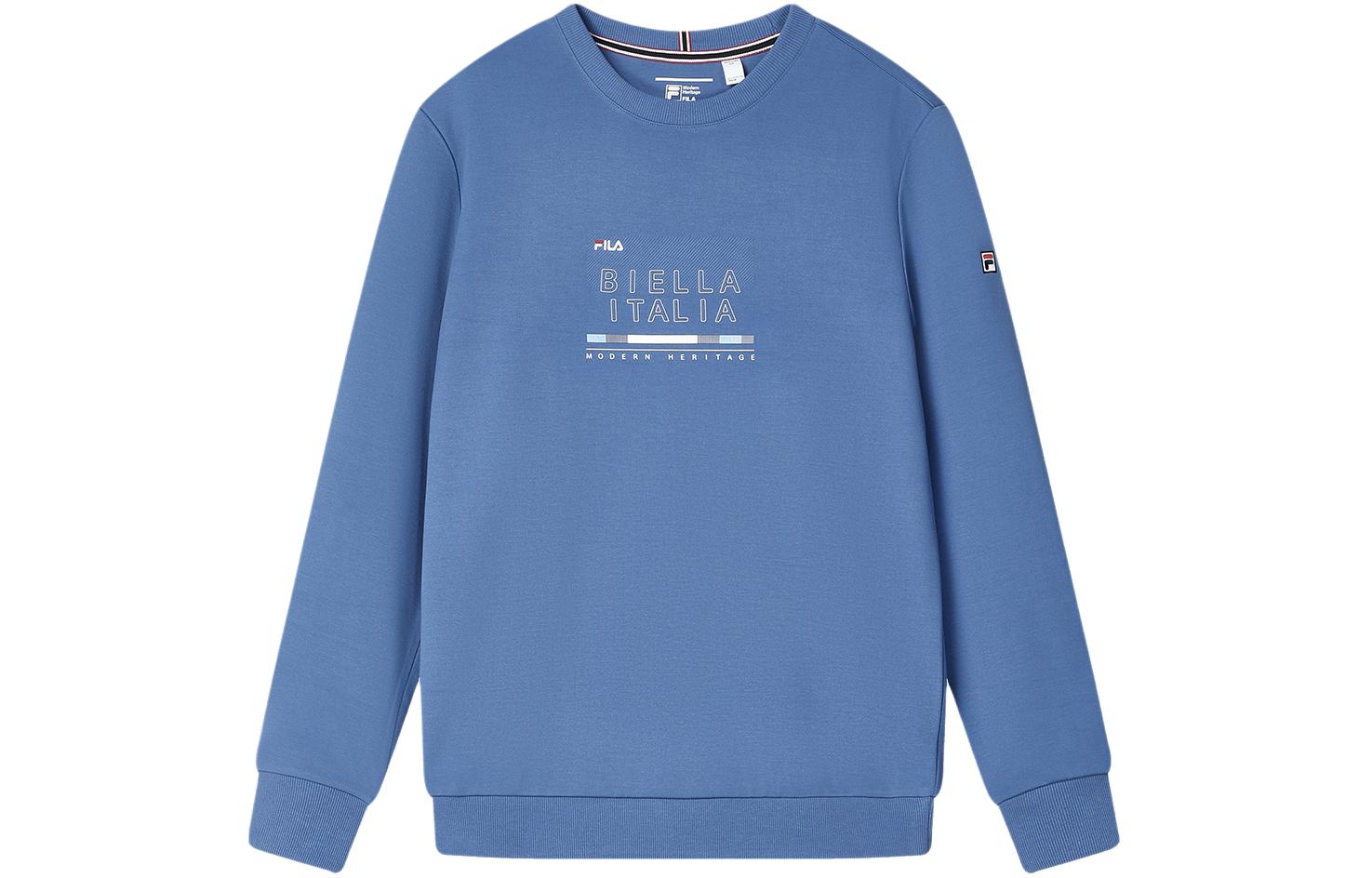 FILA Letter Print Round Neck Sweatshirt Lake Blue Casualwear F11M411211F-DB