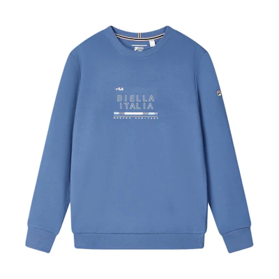 FILA Letter Print Round Neck Sweatshirt Lake Blue Casualwear F11M411211F-DB
