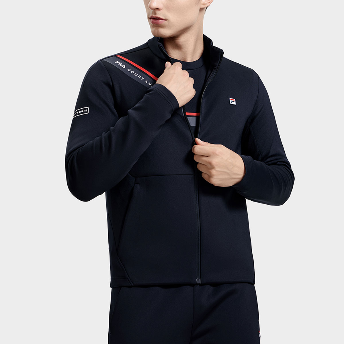 FILA Letter Print Tennis Knit Jacket with Stand Collar A11M313501FNV 圖 5