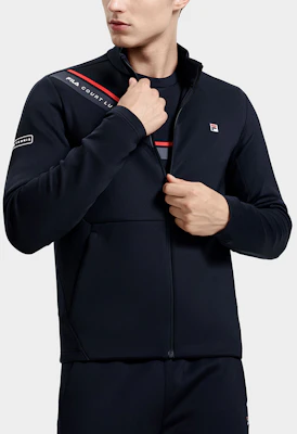 FILA Letter Print Tennis Knit Jacket with Stand Collar A11M313501FNV Purchase FILA Letter Print Tennis Knit Jacket with Stand Collar A11M313501FNV