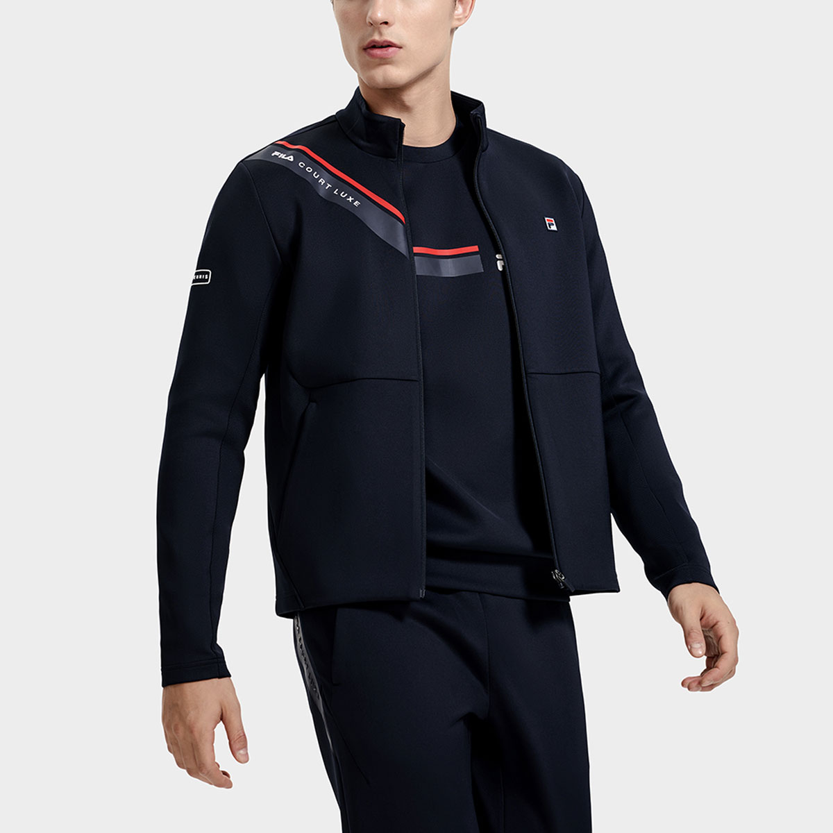 FILA Letter Print Tennis Knit Jacket with Stand Collar A11M313501FNV 圖 7