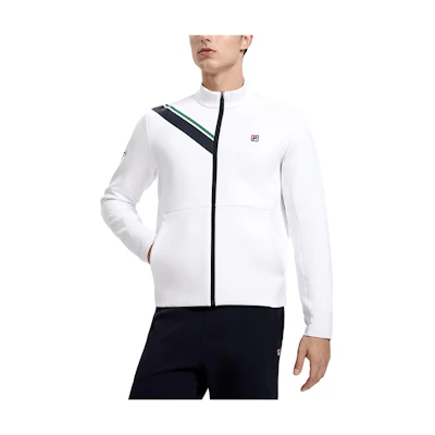 FILA Letter Print Tennis Knit Stand Collar Jacket A11M313501F-WT