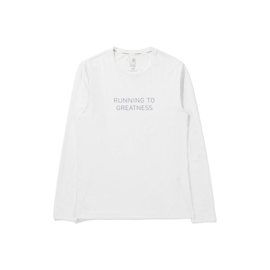FILA Letter Print Unisex Crewneck Sweatshirt White Long Sleeve FS2RLE1202M-WHI
